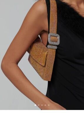 Benedetta Bruzziches Gold Crystal-Embellished Shoulder Bag NEVER USED